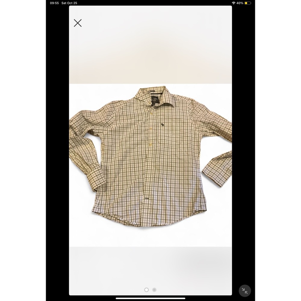 Abercrombie Fitch‎ Men's Long Sleeve Plaid Button Up Shirt Muscle Fit Size L